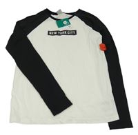 Nové - Smetanovo-černé triko s 3D nápisem Y.F.K.