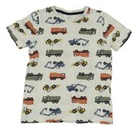 Smotanové tričko so stavebními stroji Topolino