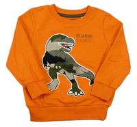 Oranžová mikina s army dinosaurom C&A