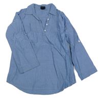 Modré melírované košeľové polo šaty H&M