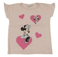 Růžové tričko s Minnie a srdíčky Disney