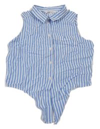 Modro-biela pruhovaná crop blúzka H&M