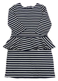 Tmavomodro-biele pruhované šaty s volánem H&M