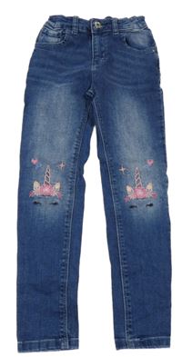 Modré skinny rifle s jednorožci Denim Co.