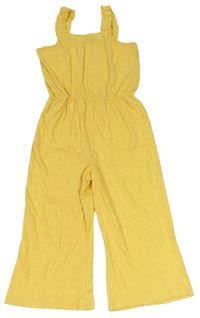 Žltý rebrovaný culottes nohavicový overal Primark