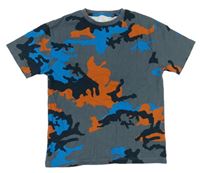 Sivo-oranžovo-modré army pyžamové tričko Next