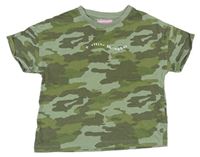 Khaki army crop tričko s nápisom M&S