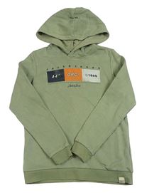 Khaki mikina s logom a kapucňou JACK&JONES