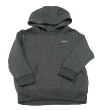 Tmavosivá melírovaná mikina s logom a kapucňou Slazenger