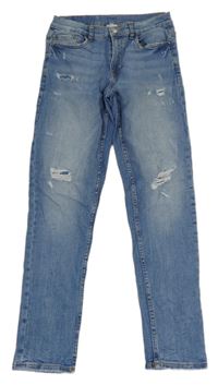 Modré skinny rifle s vyšúchaním Zara