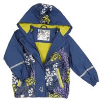 Tmavomodrá vzorovaná nepromokavá jarná bunda s kapucňou Lupilu