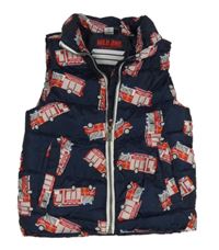 Tmavomodrá šušťáková zateplená vesta s hasiči Dopodopo