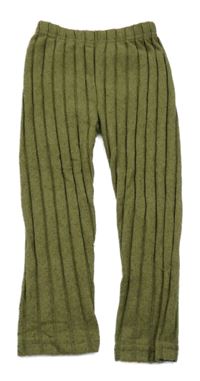 Khaki rebrované pletené legíny