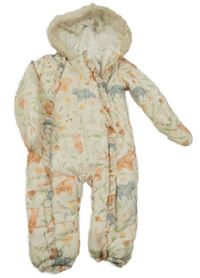 Smetanovo-barevná květovaná šusťáková zimní kombinéza s kapucí George