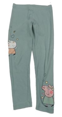 Zelené žebrované legíny s Peppou 