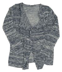 Tmavomodro-bílý melírovaný pletený cardigan Yigga