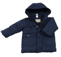 Tmavomodrá šusťáková zimní bunda s kapucí C&A