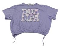 Fialové crop tričko s nápisem H&M