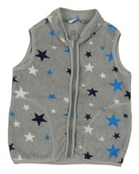 Sivá fleecová prepínaci vesta s hviezdami