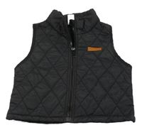 Čierna šušťáková prešívaná zateplená vesta s nášivkou shein