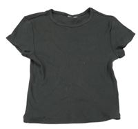 Tmavosivé rebrované crop tričko