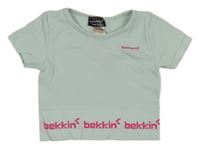 Světlemodré žebrované sportovní crop tričko 