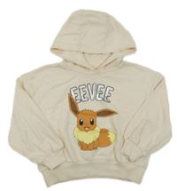 Smotanová crop mikina s Pokémonem a kapucňou Sinsay