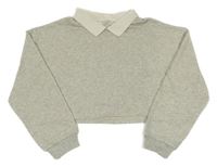 Sivá melírovaná crop ľahká mikina s golierikom H&M