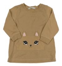 Hnedé teplákové šaty s mačkou H&M