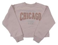 Svetloružová crop mikina s nápisom Matalan