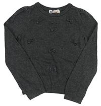 Tmavosivý melírovaný sveter s mašľami H&M