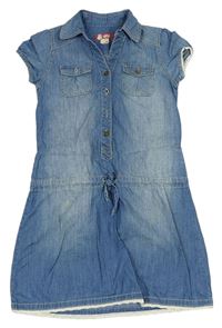 Modré plátěné košilové šaty riflového vzhledu H&M