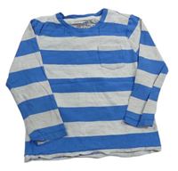 Modro-svetlosivé pruhované tričko s vreckom zn. M&S