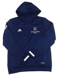 Tmavomodrá sportovní mikina s výšivkou a kapucí Adidas