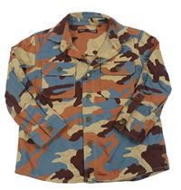 Béžovo-vínovo-modro-oranžová army riflová košilová bunda Next