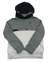 Šedo-bílo-černá mikina s logem a kapucí Under Armour