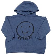 Tmavomodrá mikina so smajlíkom a kapucňou Next