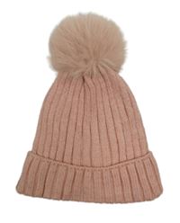 Růžová třpytivá čepice s bambulí Primark