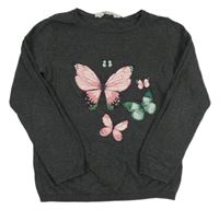 Tmavosivý sveter s motýlikmi H&M