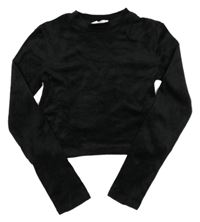 Čierne zamatové crop tričko H&M