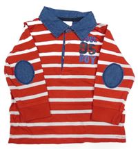 Červeno-bílé pruhované polo triko s číslem Topomini