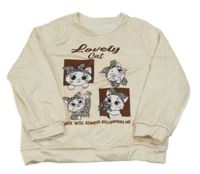 Smotanová mikina s kočičkami Shein