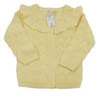 Nové - Světložlutý prepínaci perforovaný sveter s volánikom Pep&Co