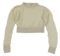 Smotanový vzorovaný crop sveter H&M