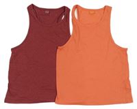 2set - 2x tílko - vínové + oranžové Y.F.K.