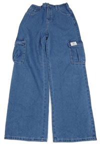 Modré široké cargo rifle Shein