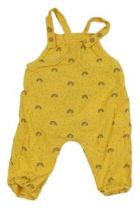 Žluté puntíkaté laclové manšestráky s duhami Next