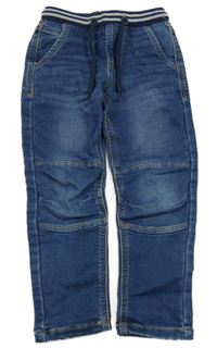 Tmavomodré teplákové rifle s úpletovým pasem MAX