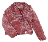 Ružový zamatový zateplený crop krivák Urban