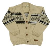 Béžovo-čierno-hnedý vzorovaný prepínaci sveter